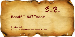 Babó Nándor névjegykártya